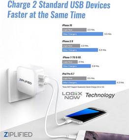 img 3 attached to 🔌 Двойное USB-зарядное устройство Ziplified с технологией LogixNow – 24 Вт 4.8А, складная вилка, синие светодиоды – iPhone XS, XR, 8 Plus, Samsung Galaxy S9, HTC, Pixel – белый