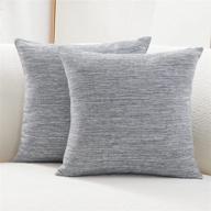 deconovo grey pillow covers: pack of 2, hidden zipper, farmhouse square throw pillow cover (18 x 18 inch, light grey, set of 2) логотип