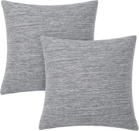 img 3 attached to Deconovo Grey Pillow Covers: Pack of 2, Hidden Zipper, Farmhouse Square Throw Pillow Cover (18 x 18 Inch, Light Grey, Set of 2)