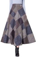 🧥 daxvens women's long wool plaid skirt: elastic waist a-line maxi checkered tartan flare design with pocket for winter styling logo