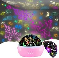 🦄 kids unicorn night light with star projection - gifts for toddlers - baby night light projector - 16 color rotating unicorn lamp for girls bedroom ceiling logo