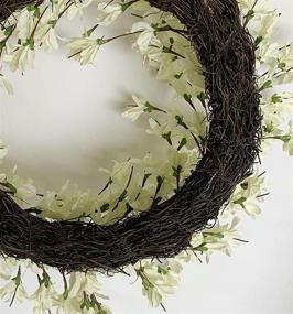 img 2 attached to Huashen 24 Inch Winter Front Door Wreath: White Cream 🌼 Forsythia Blossom Cluster Farmhouse Décor for Festival Celebration & Home Decoration