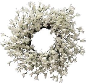 img 4 attached to Huashen 24 Inch Winter Front Door Wreath: White Cream 🌼 Forsythia Blossom Cluster Farmhouse Décor for Festival Celebration & Home Decoration