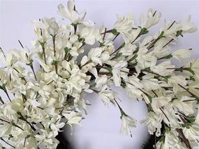 img 1 attached to Huashen 24 Inch Winter Front Door Wreath: White Cream 🌼 Forsythia Blossom Cluster Farmhouse Décor for Festival Celebration & Home Decoration