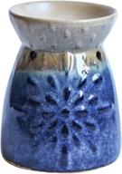 🕯️ ceramic oil lamps tea light holder in blue - enhance home decor with aromatherapy essential oil burner, wax warmer – ideal for living room, balcony, patio, porch, and garden logo