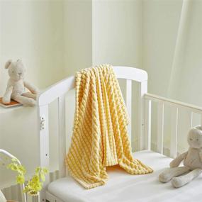 img 1 attached to 👶 Uozzi Flannel Baby Toddler Blanket - Ultra Soft Cozy Toddler Blanket, Breathable and Warm Baby Blanket in Yellow with White - 39x27 inch