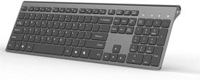 img 4 attached to 🖥️ J JOYACCESS Wireless Keyboard - Full Size Rechargeable Quiet Thin Keyboard for Laptop, Computer, Desktop, PC, Surface, Smart TV and Windows - Black and Gray