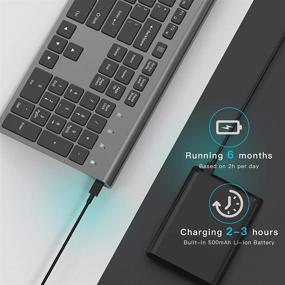img 2 attached to 🖥️ J JOYACCESS Wireless Keyboard - Full Size Rechargeable Quiet Thin Keyboard for Laptop, Computer, Desktop, PC, Surface, Smart TV and Windows - Black and Gray