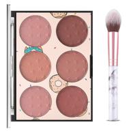 🌟 enhance your glow with the 6 colors matte blush palette: shimmer and matte light-luxury palette with marble makeup brush for contouring and highlighting (# b - matte palette) logo