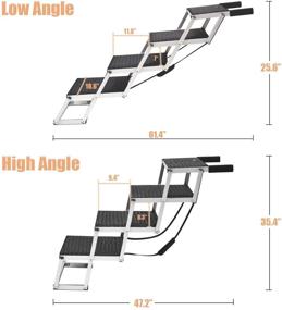 img 2 attached to Wide Foldable Dog Car Stairs with Aluminum Frame - 4 Steps Lightweight & Portable Pet Stairs for Cars, Trucks, and SUVs - The Widest and Deepest Ladder Available - Non-slip Pet Ramp Supports 150 to 200 lbs