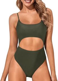 img 4 attached to Tempt Me Women's Cutout One Piece Swimsuit: Lace Up Scoop Neck, High Cut, Strappy Bathing Suit - A Flattering Summer Staple!