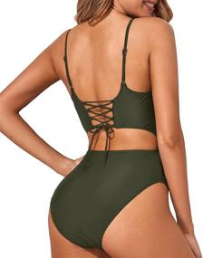 img 1 attached to Tempt Me Women's Cutout One Piece Swimsuit: Lace Up Scoop Neck, High Cut, Strappy Bathing Suit - A Flattering Summer Staple!