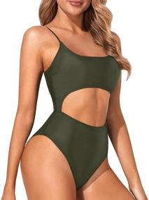 img 2 attached to Tempt Me Women's Cutout One Piece Swimsuit: Lace Up Scoop Neck, High Cut, Strappy Bathing Suit - A Flattering Summer Staple!