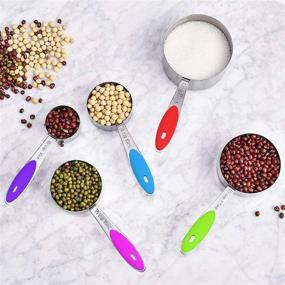 img 1 attached to 🥄 Wildone Premium Stainless Steel Measuring Cups & Spoons Set - 16-Piece with Colored Silicone Handle, 8 Nesting Cups, 8 Spoons, for Dry and Liquid Ingredients