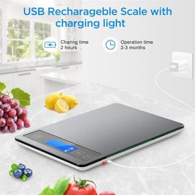 img 2 attached to 🔢 COZYAGE Rechargeable Kitchen Scale: Precise 33lb Cooking/Baking/Diet Food Scale with 5 Units, Large LCD Screen, Stainless Steel (Silver)