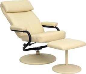 img 1 attached to 🪑 SEO-Optimized Cream LeatherSoft Recliner and Ottoman with Multi-Position Headrest by Flash Furniture