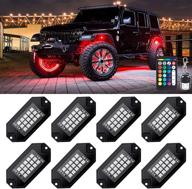 🚗 enhance your ride with mustwin rgb led rock lights: multicolor underglow neon lights with rf/app control, music mode, waterproof aluminum light kit for truck, jeep, off road, car, utv, atv, suv - 8 packs logo