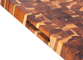 img 3 attached to 🪓 Premium Teak Cutting Board - Rectangle Butcher Block - 20 x 15 x 1.5 inches - Ergonomic Hand Grip - By Teakhaus