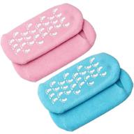 🧦 moisturizing gel socks - 2 pack for repairing dry & cracked skin with essential oils and vitamins - blue and pink logo