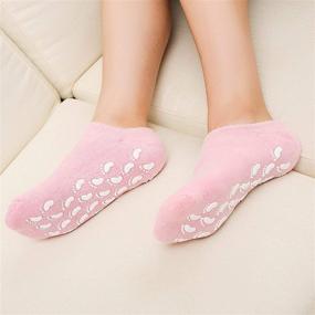 img 2 attached to 🧦Увлажняющие гелевые носки - набор из 2 штук для восстановления сухой и треснувшей кожи с эфирными маслами и витаминами - синие и розовые