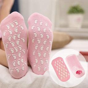 img 3 attached to 🧦Увлажняющие гелевые носки - набор из 2 штук для восстановления сухой и треснувшей кожи с эфирными маслами и витаминами - синие и розовые