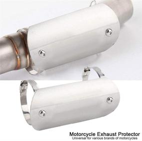 img 4 attached to 🏍️ Keenso Stainless Steel Motorcycle Heat Shield Exhaust Pipe Protector Middle Pipe Cover Heel Guard (#1)