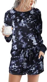 img 4 attached to 🌸 Margrine Women’s Tie Dye Printed Pajama Set: Stylish Long Sleeve Tops & Shorts Lounge Set for Casual Sleepwear