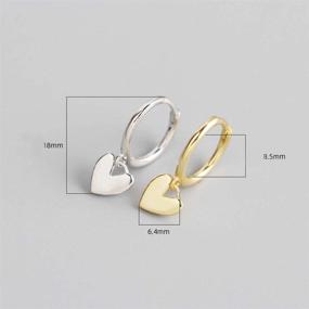 img 1 attached to Cute Heart Love Dangle Drop Cartilage Small Huggie Hoop Earrings: Minimalist S925 Sterling Silver Jewelry Gifts for Her
