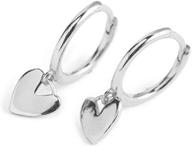 cute heart love dangle drop cartilage small huggie hoop earrings: minimalist s925 sterling silver jewelry gifts for her logo