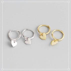 img 2 attached to Cute Heart Love Dangle Drop Cartilage Small Huggie Hoop Earrings: Minimalist S925 Sterling Silver Jewelry Gifts for Her