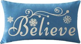 img 2 attached to ❄️ Beautiful Snowflake Design Blue Burlap Linen Throw Pillowcase – Perfect Mothers, Sisters, Christmas, Birthday Gift – 12x20 Inches - ITFRO Nice Believe Letters - Sofa Decorative Cushion Cover