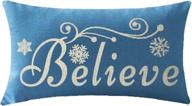 ❄️ beautiful snowflake design blue burlap linen throw pillowcase – perfect mothers, sisters, christmas, birthday gift – 12x20 inches - itfro nice believe letters - sofa decorative cushion cover logo