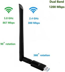 img 1 attached to 🔌 Адаптер беспроводной связи Realtek RTL8812BU USB 1200 Мбит/с | Двухдиапазонный AC1200 WiFi адаптер с антенной 5 dBi | USB 3.0 сетевой адаптер для Windows 10 и Mac