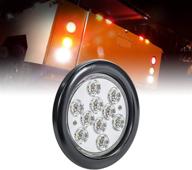 🚦 high-quality 4" round clear white led trailer tail lights [dot certified] [grommet & plug included] [ip67 waterproof] perfect for rvs and trucks logo