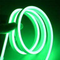 🌊 waterproof green led neon flex strip lights - 6.5ft rope light with dc power adaptor, ideal for christmas lighting decor indoor outdoor home - 12v logo