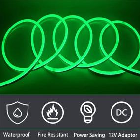 img 3 attached to 🌊 Waterproof Green LED Neon Flex Strip Lights - 6.5ft Rope Light with DC Power Adaptor, Ideal for Christmas Lighting Decor Indoor Outdoor Home - 12V