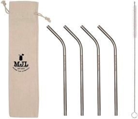 img 4 attached to 4-Pack of Medium Thin Bent Stainless Steel Straws for Pint Mason Jars or Glasses with Cleaning Brush and Cloth Bag - Enhanced SEO