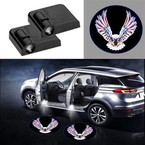 img 4 attached to 🦅 2Pcs Universal Wireless Car Door Light with US American Bald Eagle Logo - Perfect Fit for All Cars (For Bald Eagle)