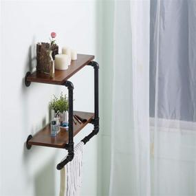 img 2 attached to Ucared Industrial Pipe 2 Tiers Wall Mounted Shelves: Rustic Towel Bar & Storage Organizer for Bathroom