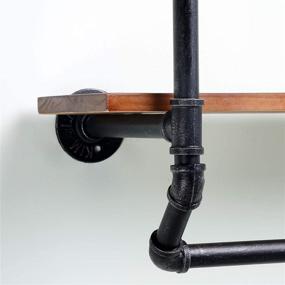 img 1 attached to Ucared Industrial Pipe 2 Tiers Wall Mounted Shelves: Rustic Towel Bar & Storage Organizer for Bathroom