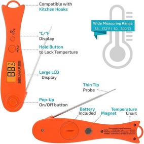 img 2 attached to 🌡️ Belwares Digital Instant Read Meat Thermometer - Ideal Kitchen Tool for Cooking, Smoker, BBQ, and Grill - Backlit Display and Magnetic Attachment - Perfect for Deep Fry, Coffee, and Candy