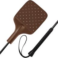 🪰 amish-inspired heavy duty leather fly swatter: durable horse tack whip handle, 21" - assorted colors, brown logo
