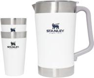 🥤 stanley stay chill pitcher set: insulated 64oz stainless steel pitcher with 2 stacking steel pint glasses logo