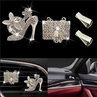 💎 bling high heels and magic bag car vent fragrance clip charm - sparkling diamond car decoration crystal shoes - cute car accessories gift (2 pieces) logo
