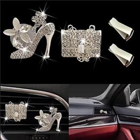 img 3 attached to 💎 Bling High Heels and Magic Bag Car Vent Fragrance Clip Charm - Sparkling Diamond Car Decoration Crystal Shoes - Cute Car Accessories Gift (2 Pieces)