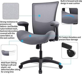 img 2 attached to 💺 Ergonomic Office Computer Desk Chair with Flip Arms Waist Support Function, 500 lbs Capacity - Grey by BOLISS