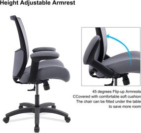 img 1 attached to 💺 Ergonomic Office Computer Desk Chair with Flip Arms Waist Support Function, 500 lbs Capacity - Grey by BOLISS