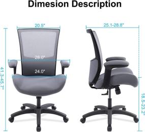 img 3 attached to 💺 Ergonomic Office Computer Desk Chair with Flip Arms Waist Support Function, 500 lbs Capacity - Grey by BOLISS