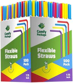 img 1 attached to 🍹 500ct Assorted Color Flexible Disposable Plastic Drinking Straws - 7.75" High