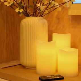 img 3 attached to 🕯️ Flameless Candles Battery Operated LED Pillar Candles - H-BLOSSOM LED Candles Set of 3 with Remote, Cycling Timer, 3" x 4"/5"/6", White